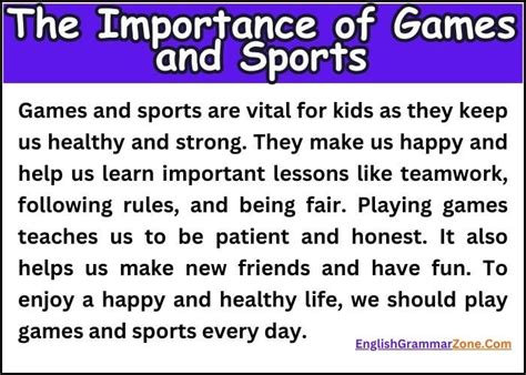 Essay On The Importance Of Games And Sports