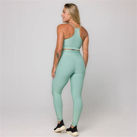 Top Feminino Verde Água Tecido Canelado Ava Fitness