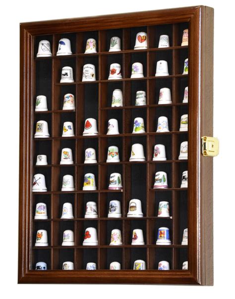 Opening Thimble Small Miniature Display Case Cabinet Holder Wall