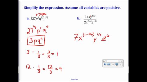 Apply Properties Of Rational Exponents Youtube