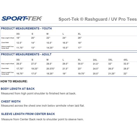 Sport Tek Sizing Chart Amerasport