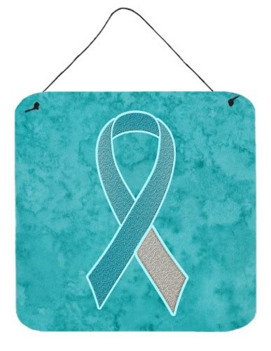 Teal And White Ribbon For Cervical Cancer Awareness Wall Or Door