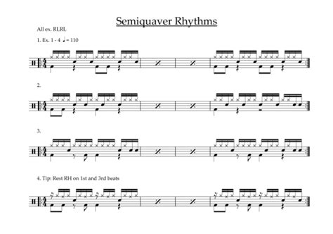 Semiquaver Rhythms Sheet Music Alex Mott Drums