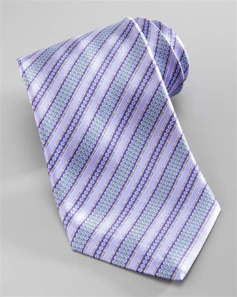 Stefano Ricci Floralstripe Silk Tie In Purple For Men Lilac Lyst