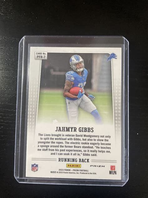 2023 JAHMYR GIBBS Panini Prizm Flashback SILVER Rookie Card RC Lions SP