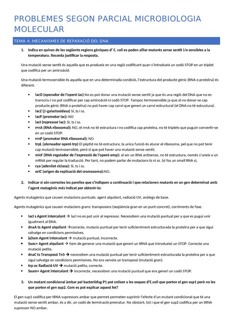 Problemes Parcial 2 Resolts PROBLEMES SEGON PARCIAL MICROBIOLOGIA