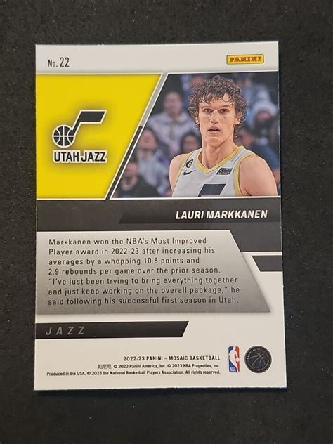 2022 23 Panini Mosaic Basketball Lauri Markkanen Stare Masters 22 Utah