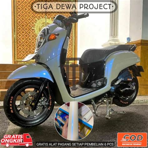 Jual Sticker Skotlet Motor Mobil Warna Putih Lembayung Biru Kualitas