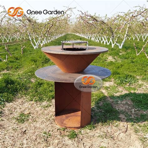 Outdoor Corten Steel BBQ Brazier Rust Corten Steel Fire Pit Heavy Duty