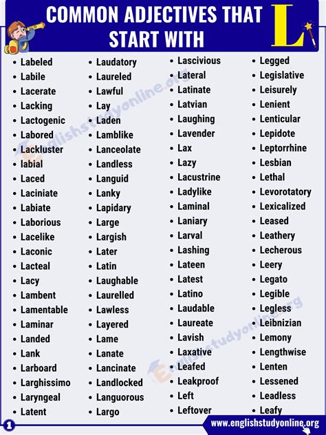 Adjectives That Start With L With Useful Meanings English Study