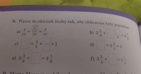 Wpisz Do Okienek Liczby Tak Aby Obliczenia By Y Poprawne Brainly Pl