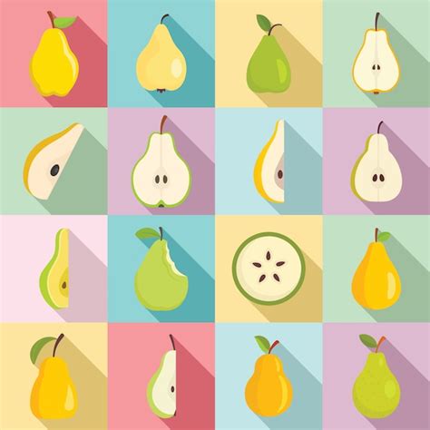 Premium Vector Pear Icons Set Flat Style