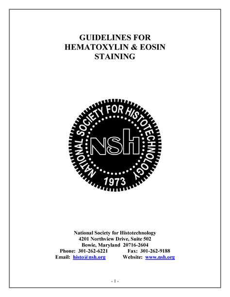 Guidelines For Hematoxylin And Eosin Staining Nsh Guidelines For