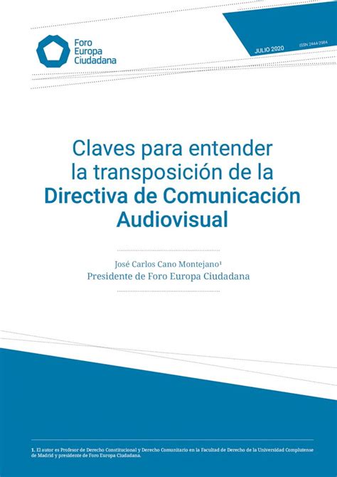 Pdf Claves Para Entender La Transposici N De La Directiva De