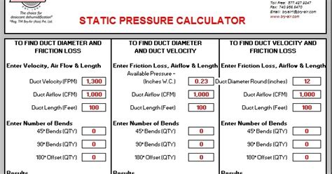 Download Free Static Pressure Calculator Very Useful For Hvac Engineer