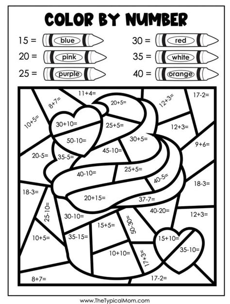 Valentines Day Color By Number Printable Sheets