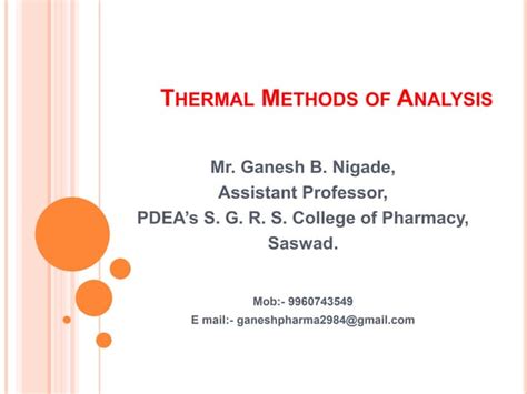 Thermal Method Of Analysis Ppt