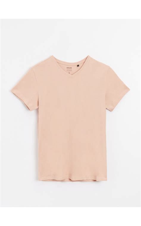 Koszulka Z Dekoltem W Serek Basic Nude HOUSE 2860M 24X