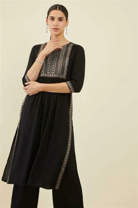 Buy Soch Women Black Embroidered Single Kurta L Online At Best Prices