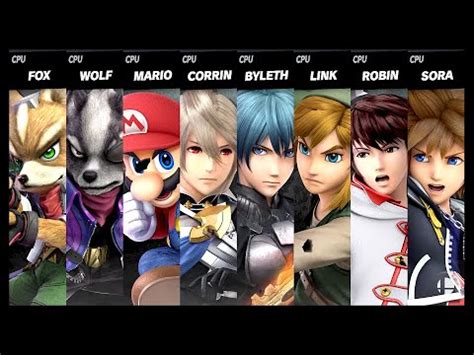 Fox VS Wolf VS Mario VS Corrin VS Byleth VS Link VS Robin VS Sora LV 9