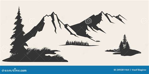 Mountains Vector Mountain Range Silhouette Isolated Vector Illustration