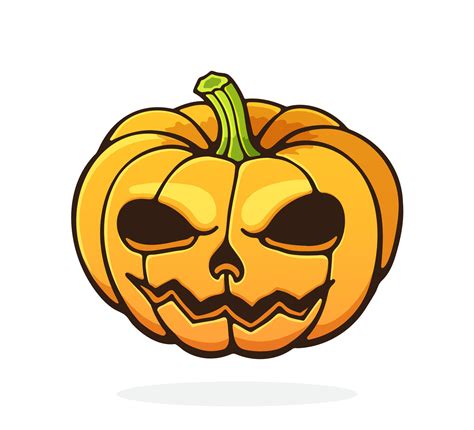 Cartoon Illustration Of Halloween Scary Pumpkin With Evil Smile Jack O