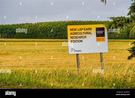 Ontario Agriculture Research Station sign in field in New Liskeard ...