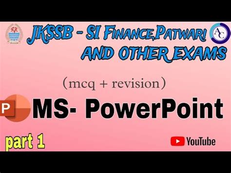 MS POWERPOINT PART 1 MCQS CUM REVISION JKSSB YouTube