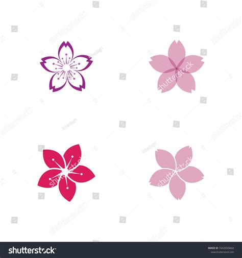 Set Sakura Flower Icon Logo Vector Stock Vector Royalty Free