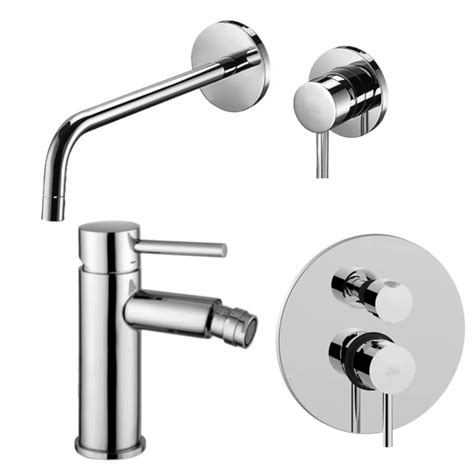 Set miscelatore lavabo Ø 7 cm bocca 24 8 cm con bidet ed incasso doccia