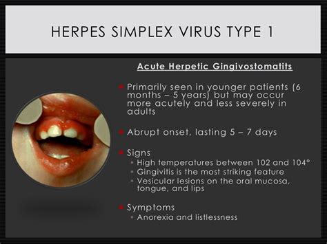 Disease State Presentation Herpes Simplex Virus