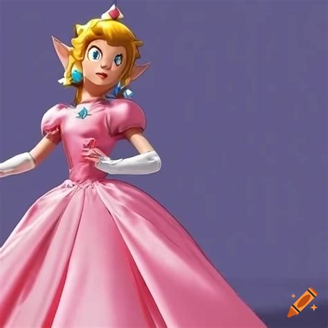 Link Dressed As Princess Peach In A Pink Silk Ballgown On Craiyon