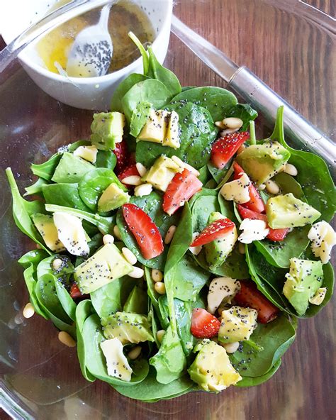 Strawberry, Spinach & Feta Salad w/ dressing - Tracie Talks Health