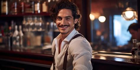 Premium AI Image | Cheerful and ready male bartenders stand confidently ...