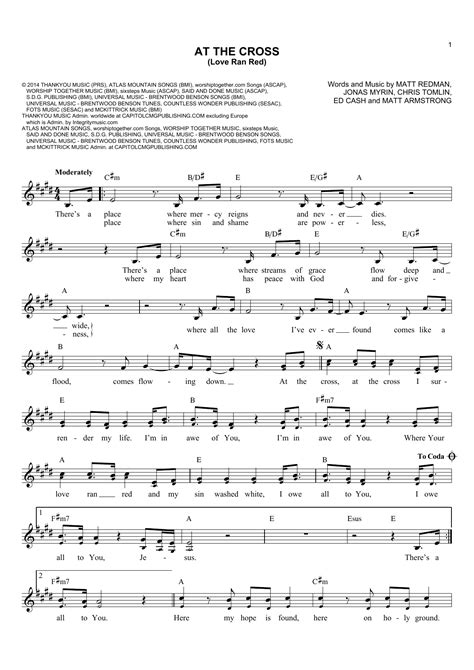 At The Cross Love Ran Red By Chris Tomlin Sheet Music For Lead Sheet