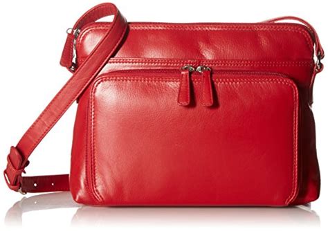 Ili New York 6333 Leather Shoulder Handbag With Side Organizer Red General General