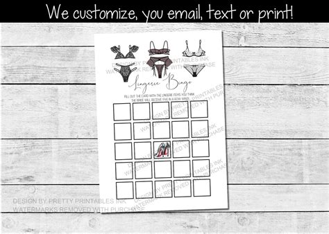 Lingerie Bingo Game Printable Lingerie Shower Game Lingerie Party