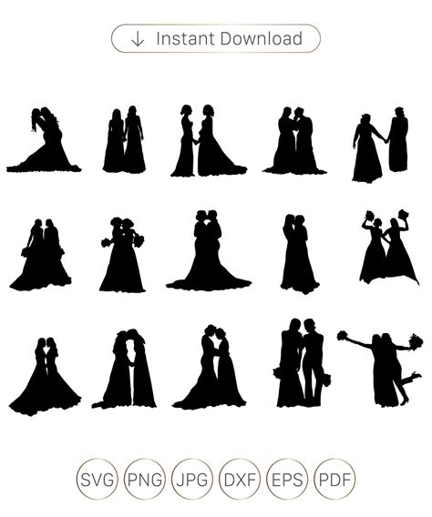 Same Sex Marriage Silhouettes Vector File Lesbian Couple Svg Lesbian