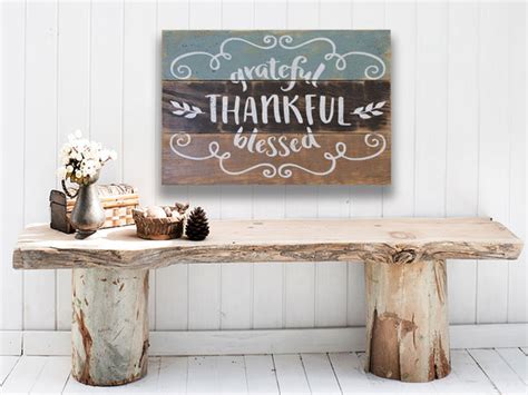 Grateful Thankful Blessed Wood Sign Rusticly Inspired Signs