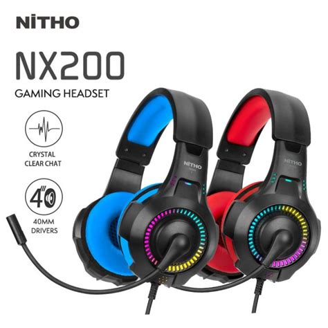 Nitho Nx200 Stereo Gaming Headset Noise Canceling Cardioid Microphone 40mm Driver Rgb Led Light