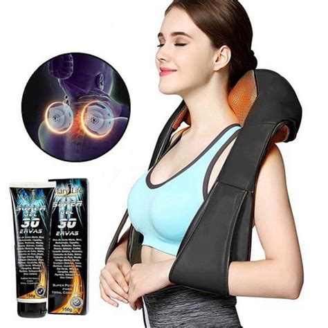 Colete Shiatsu Massageador El Trico Pesco O Ombro Aquecimento Gel