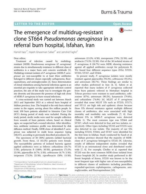 Pdf The Emergence Of Multidrug Resistant Clone St Pseudomonas