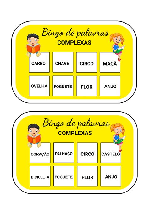 Bingo De Palavras Simples E Complexas Em Pdf Encontre