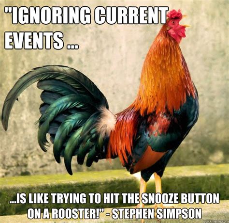 "Ignoring current events ... ...is like trying to hit the snooze button on a rooster!" - Stephen ...