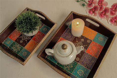 Wooden Painted Tray Set of 2 – Style It by Hanika