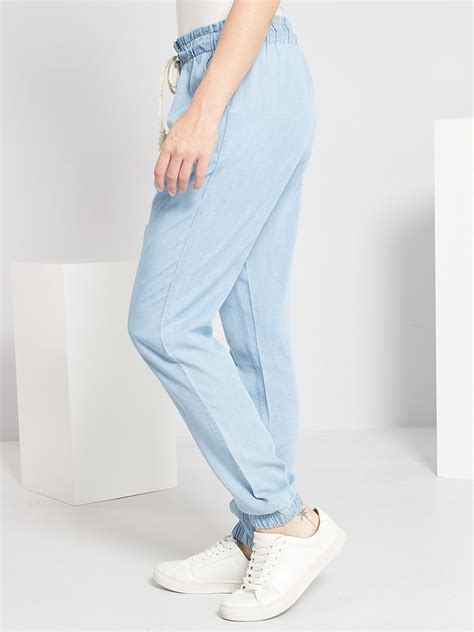 Pantalon Fluide En Lyocell Bleu Kiabi