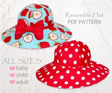 Reversible Sun Hat Baby Child Adult Craftsy Hat Patterns To Sew