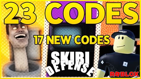 17 NEW CODES 23 WORKING CODES Por SKIBI DEFENSE Update 3 Roblox