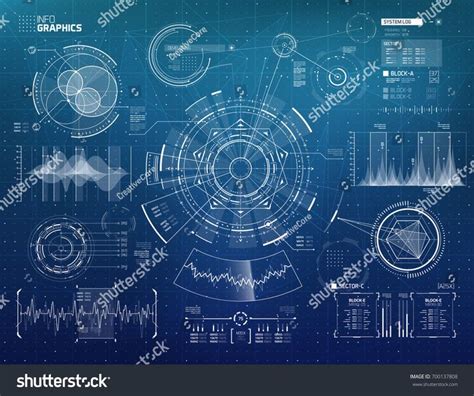 Infographics Vector Elements Set For Hud Sci Fi Interfaces Elementsset