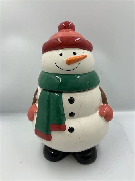 Vintage Celebrate It Ceramic Snowman Christmas Cookie Jar Snowman Rare